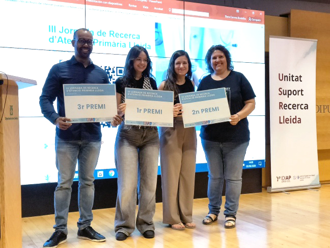 Andrea Cortés, Maylos Rodrigo i Reyfri Otoniel Paulino guanyen els premis a les millors comunicacions orals presentades durant la III Jornada de Recerca en Atenció Primària Lleida